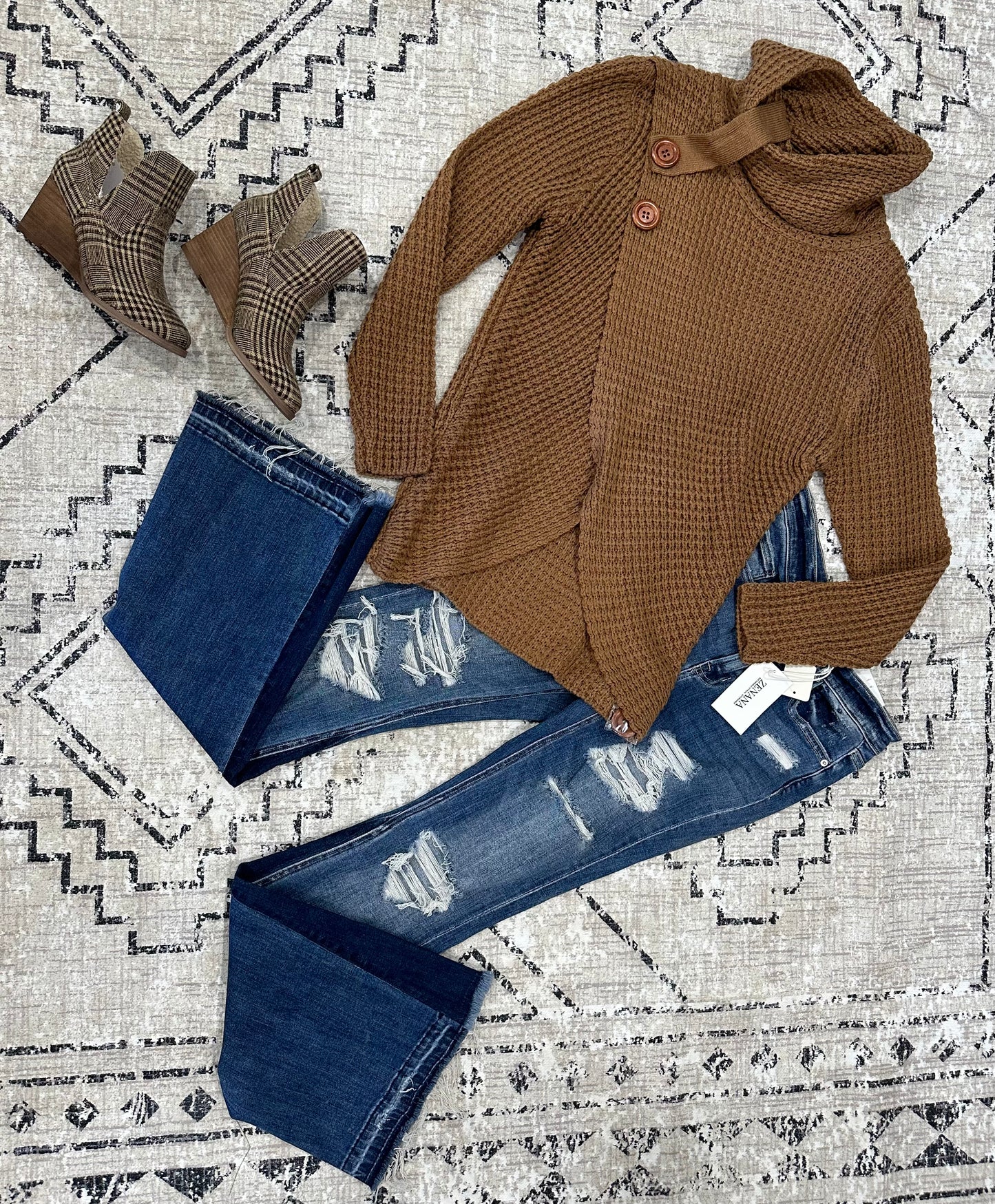 Zenana Cowl Neck Sweater (Tan)