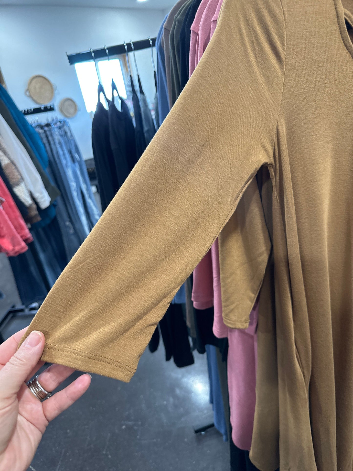 Zenana 3/4 sleeve Above Knee Criss Cross Vneck w/ Pockets