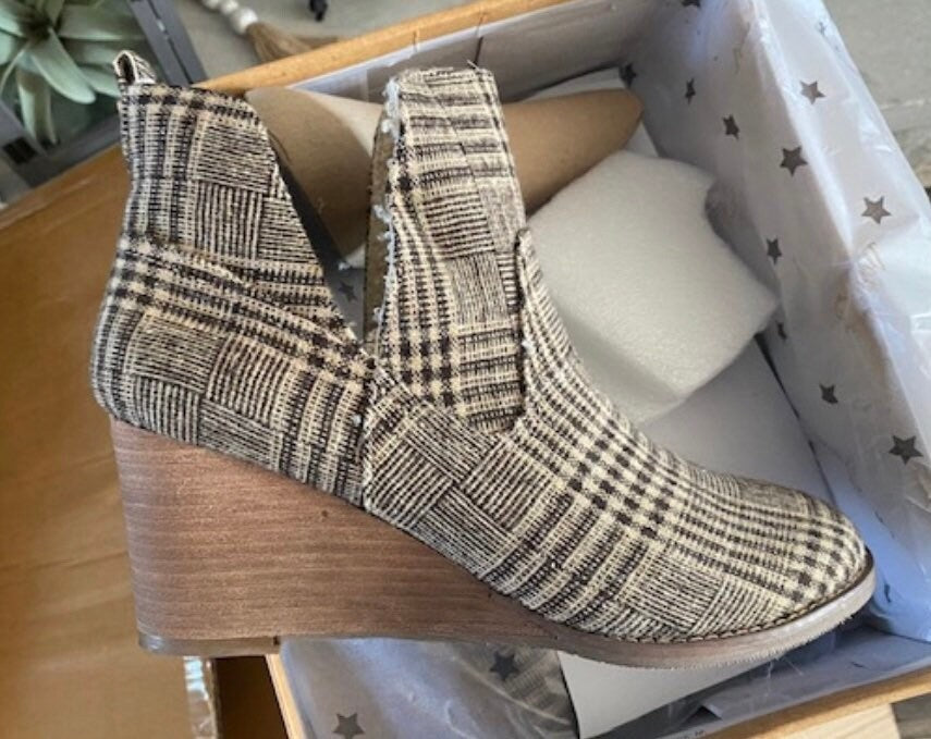 Very G Tan Plaid Ember Booties CLEARANCE
