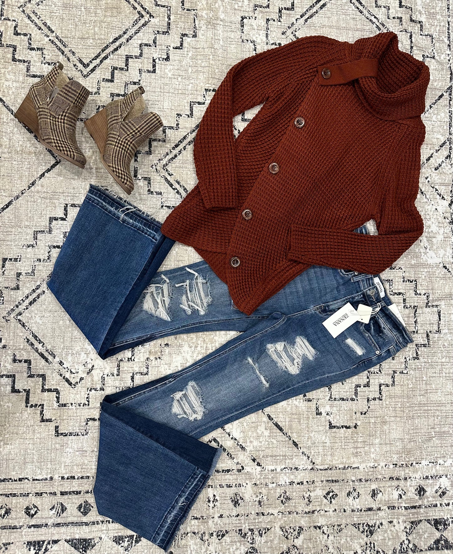 Zenana Cowl Neck Sweater (Rust)