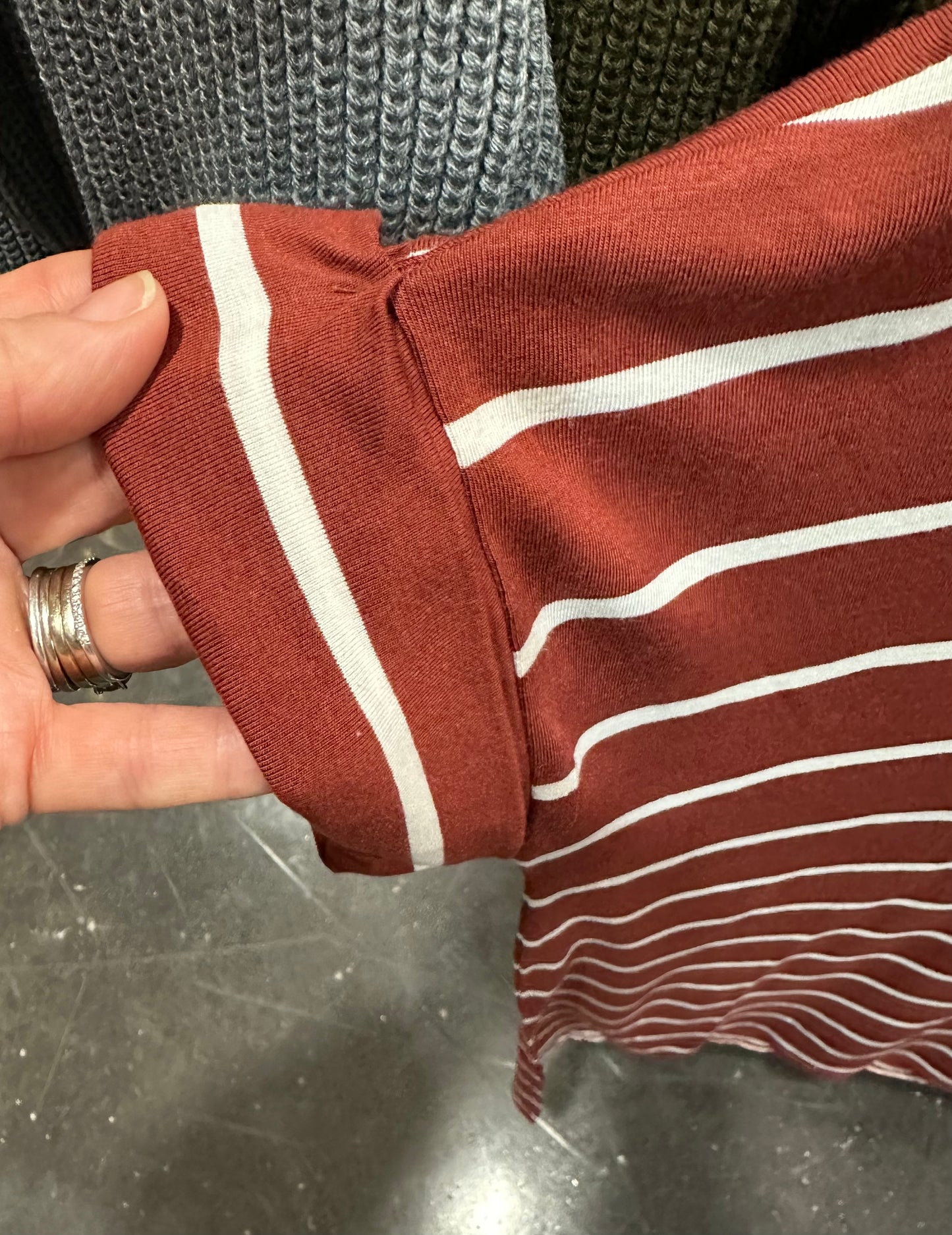Zenana Vneck Striped Top (Rust)
