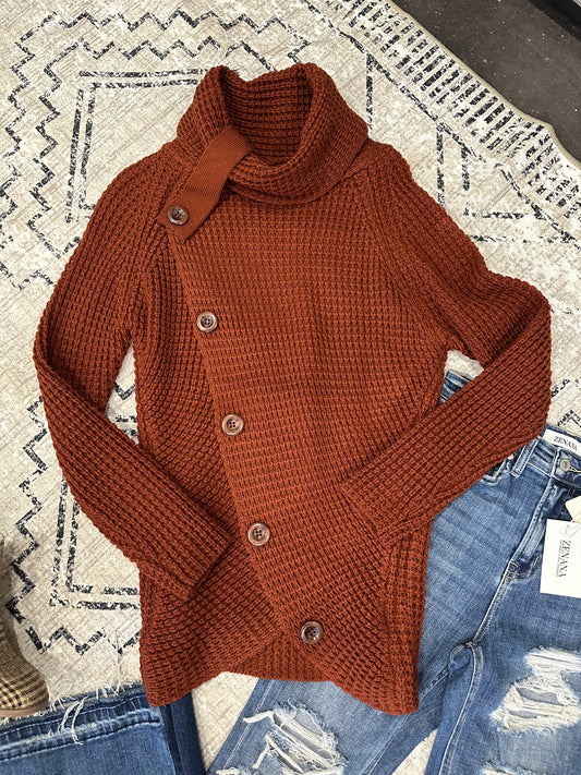 Zenana Cowl Neck Sweater (Rust)