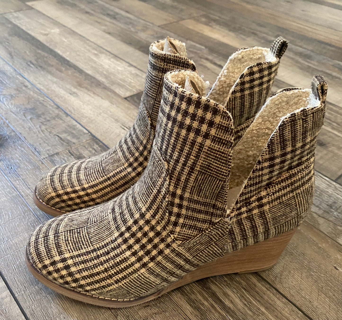 Very G Tan Plaid Ember Booties CLEARANCE