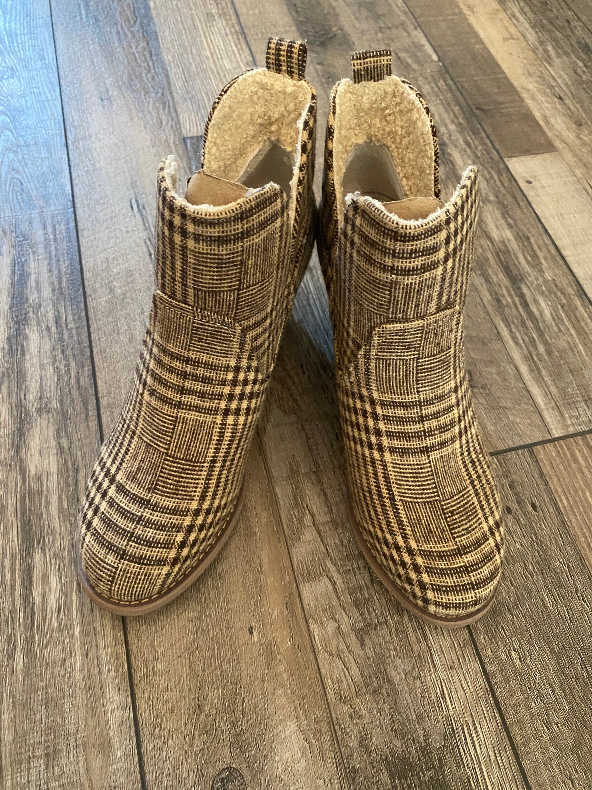Very G Tan Plaid Ember Booties CLEARANCE