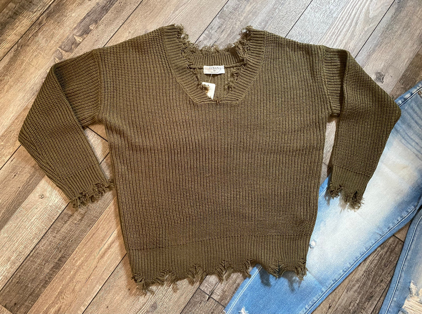 Zenana Distressed Sweater