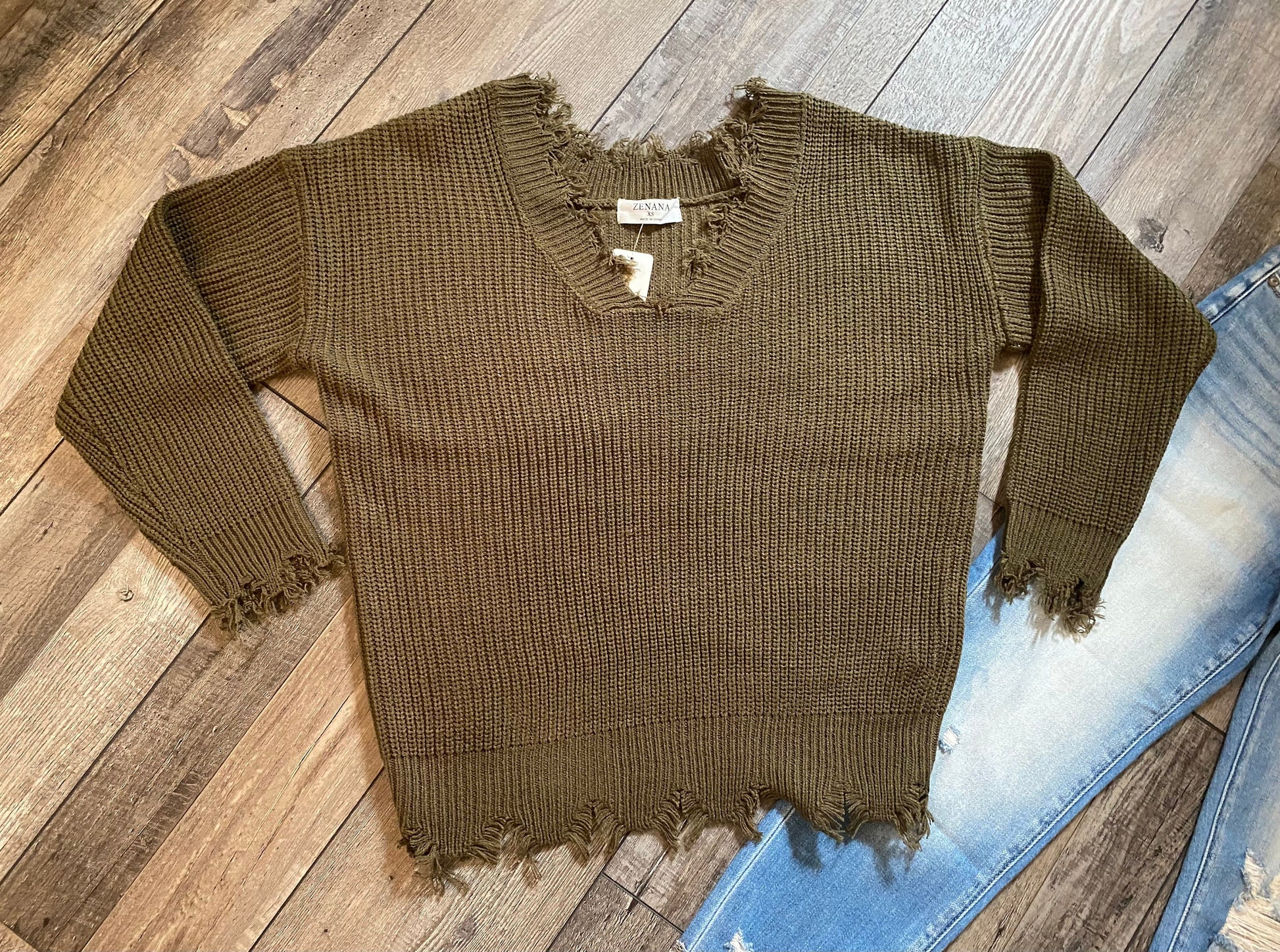 Zenana Distressed Sweater