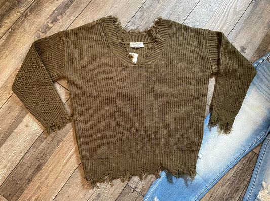 Zenana Distressed Sweater