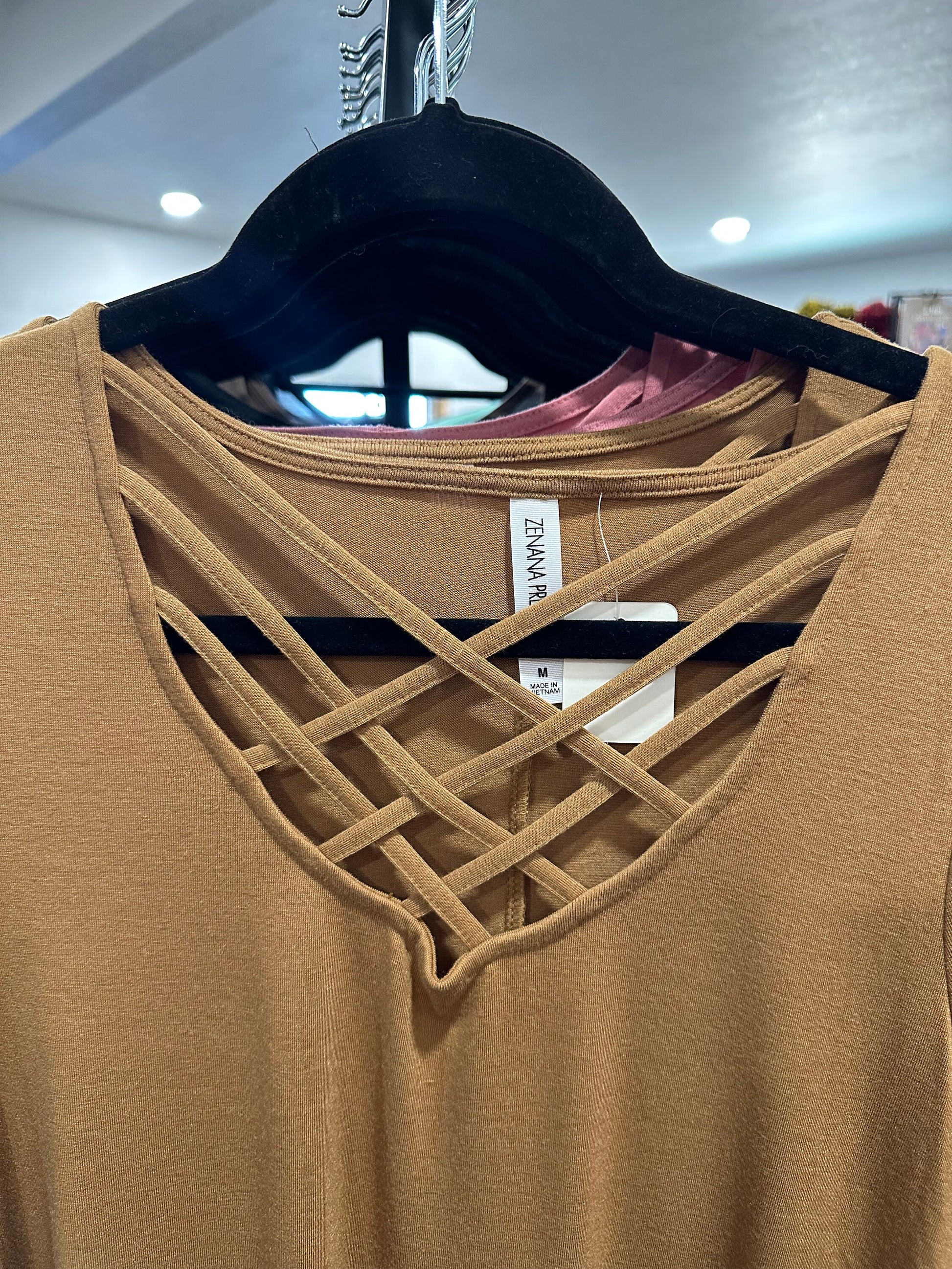 Zenana 3/4 sleeve Above Knee Criss Cross Vneck w/ Pockets